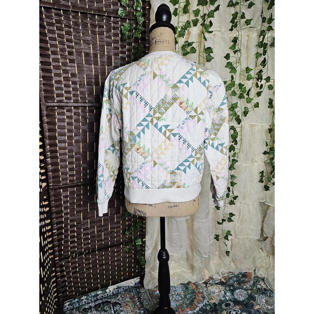 Quilted Patchwork Pattern Pullover Sweatshirt - image 3